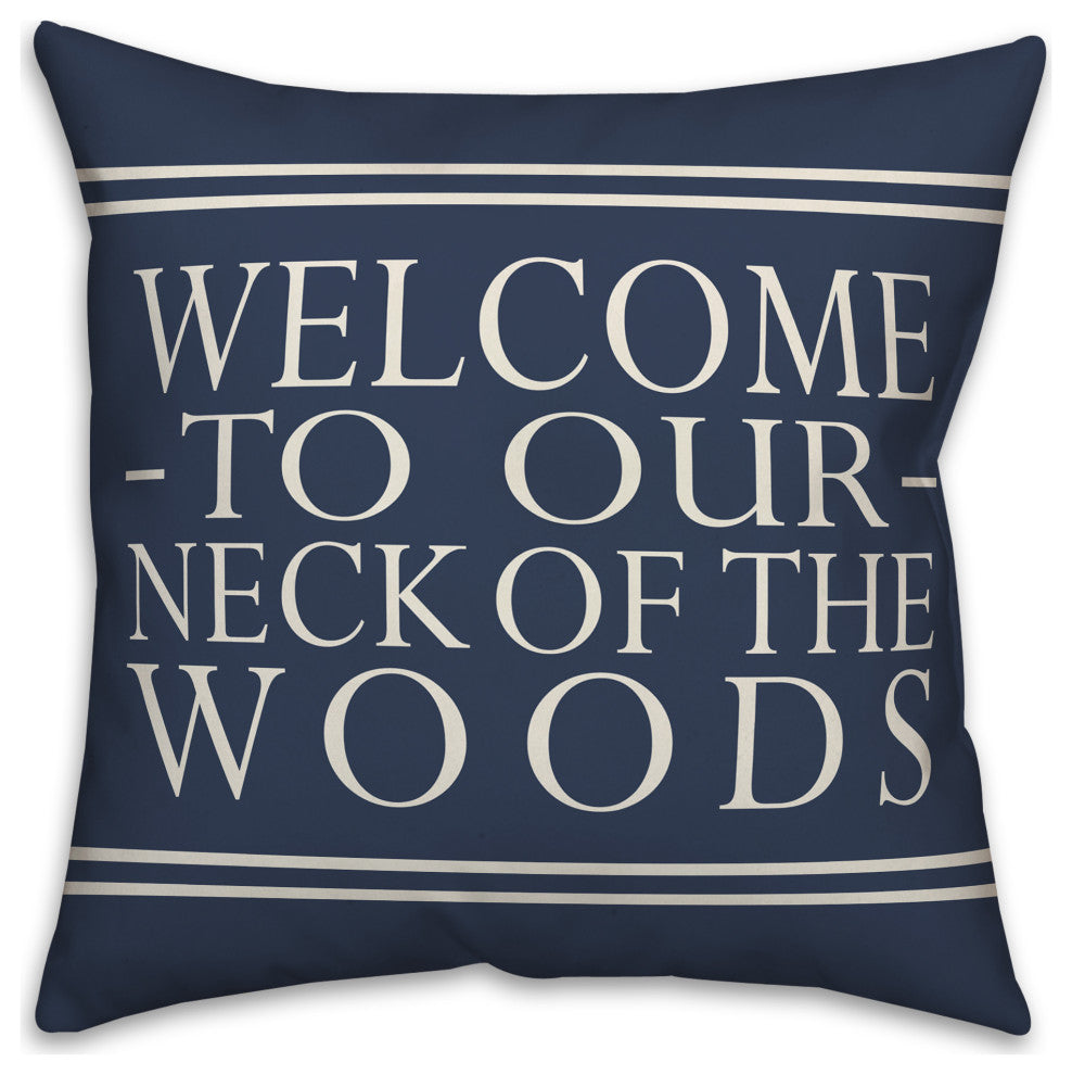 Welcome on Blue 18x18 Indoor/Outdoor Pillow