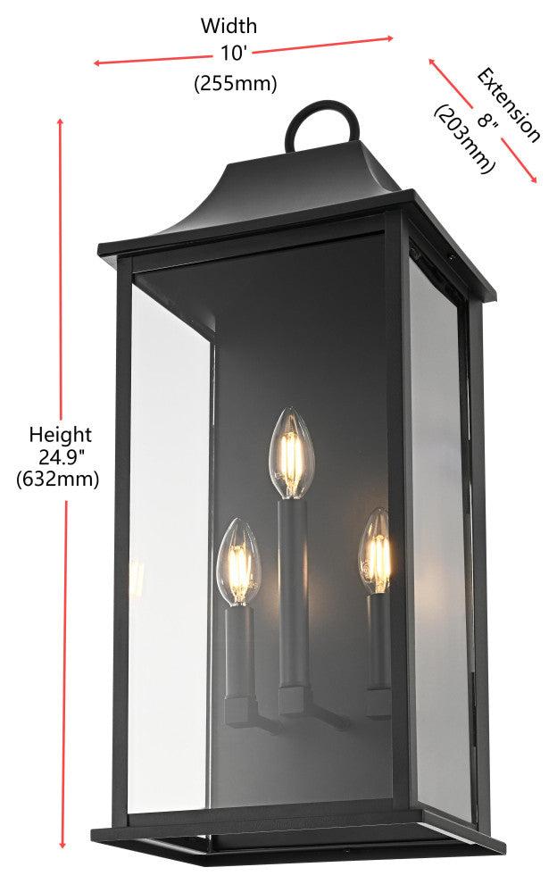 Home Living 10" Outdoor Wall Sconce, Black