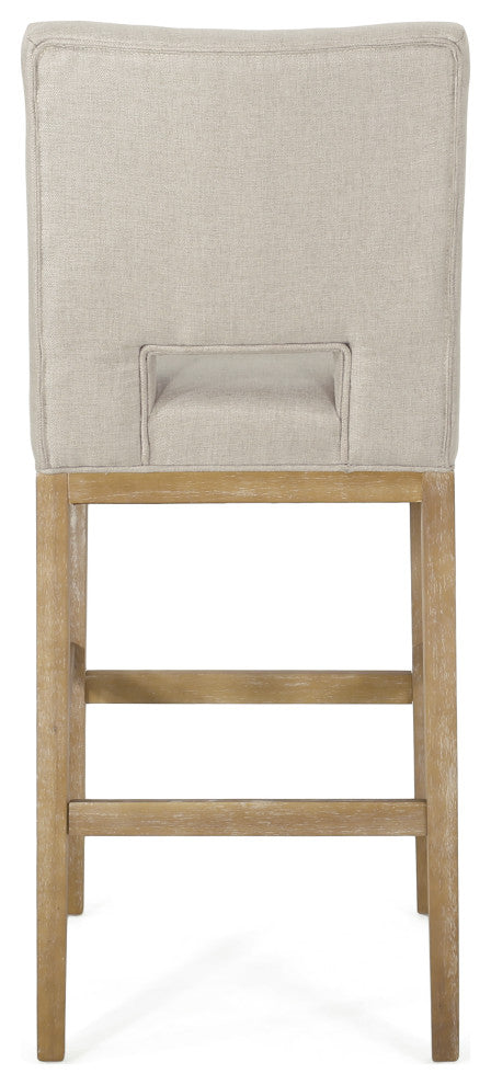 Kiara Contemporary Upholstered 31" Barstools, Set of 2, Wheat/Weathered Natural