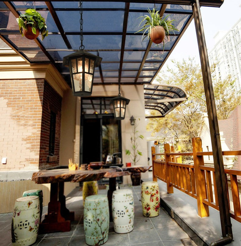Luxury Classical Outdoor Waterproof Black Chandelier for Courtyard