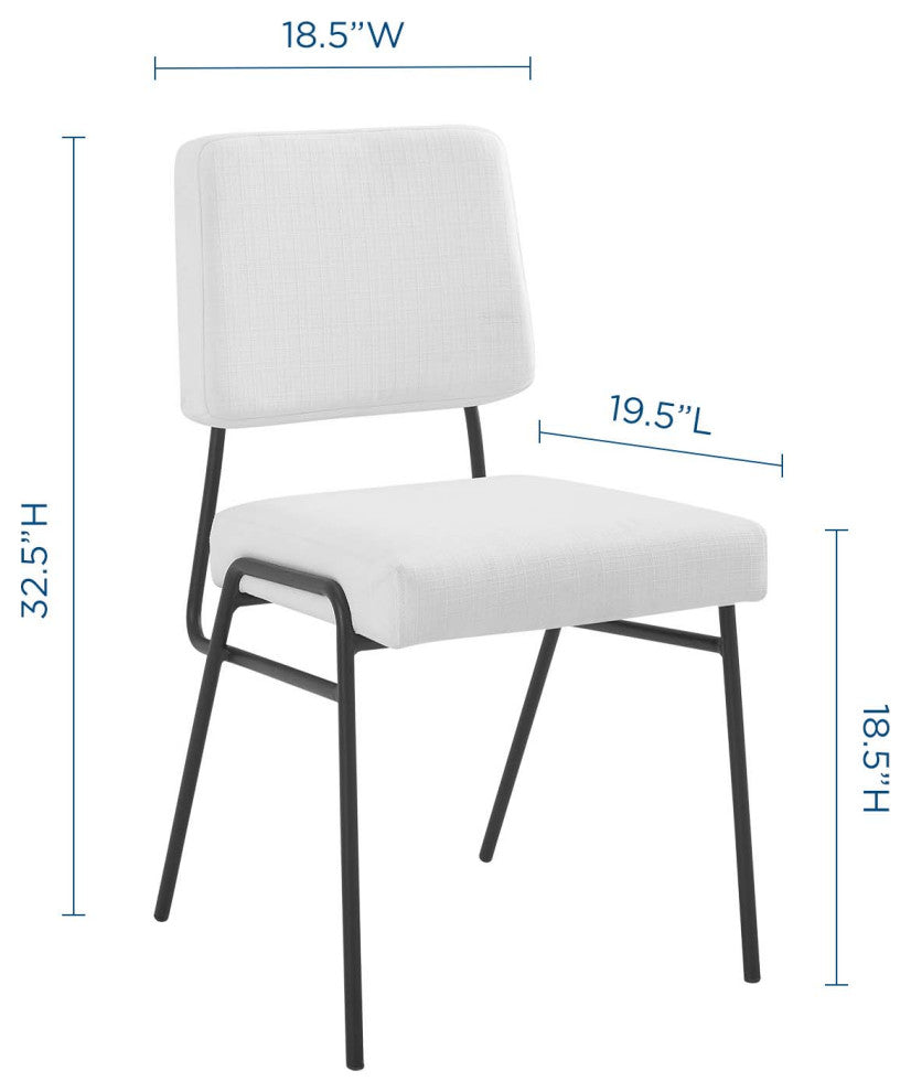 Side Dining Chair, Set of 2, Fabric, Black White, Modern, Cafe Bistro Restaurant