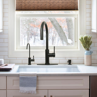 Akicon™ Copper Pull Out Kitchen Faucet With Deck Plate, Single Level Solid Brass, Matte Black