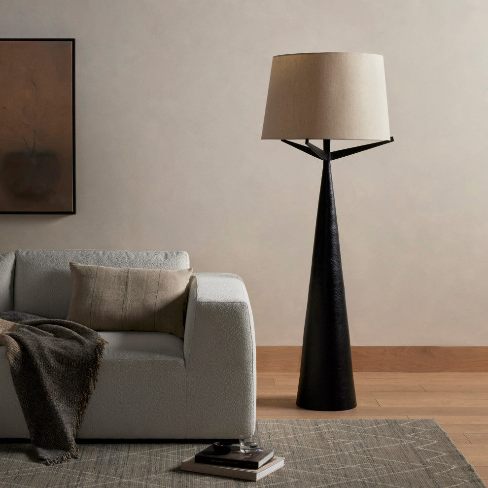 Ziggy Floor Lamp-Hammered Black Aluminum