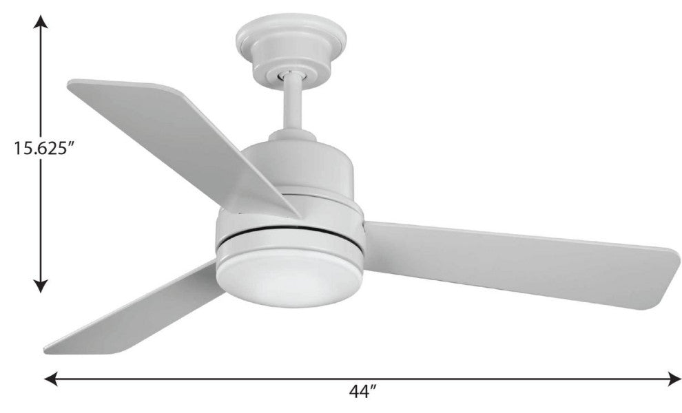 Trevina II Collection 44" 3-Blade Satin White Ceiling Fan