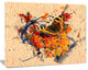 Butterfly and Abstract Art on Paper, Floral Art Canvas Print, 20"x12"