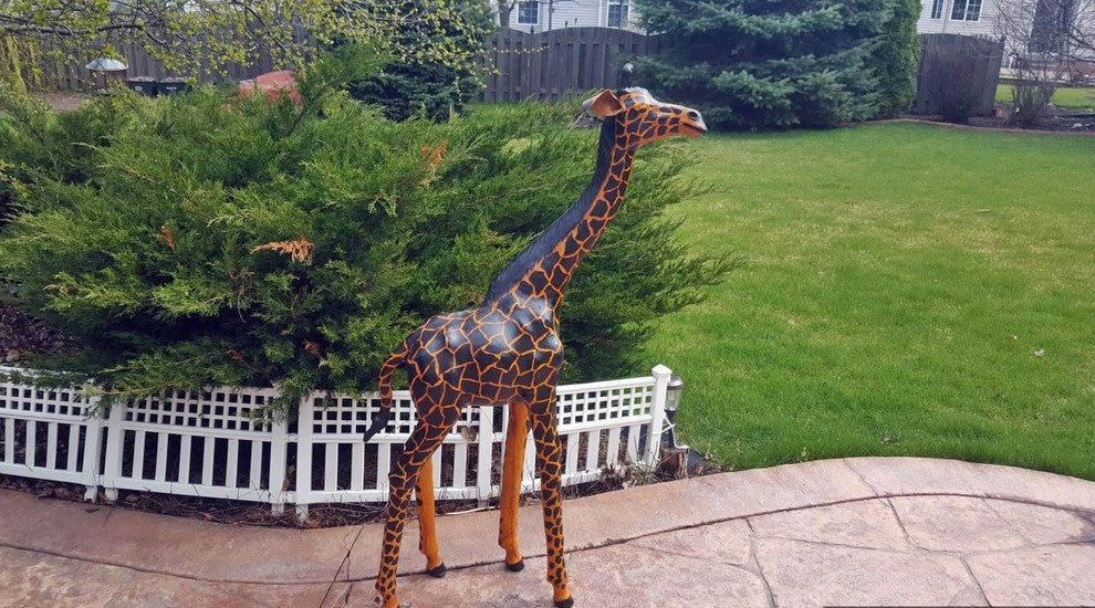 Handmade Paper Mache Giraffe Figurine, 50"