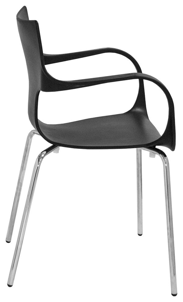 Mod Made Phin Modern Plastic Dining Side Chair, Set of 2, Black