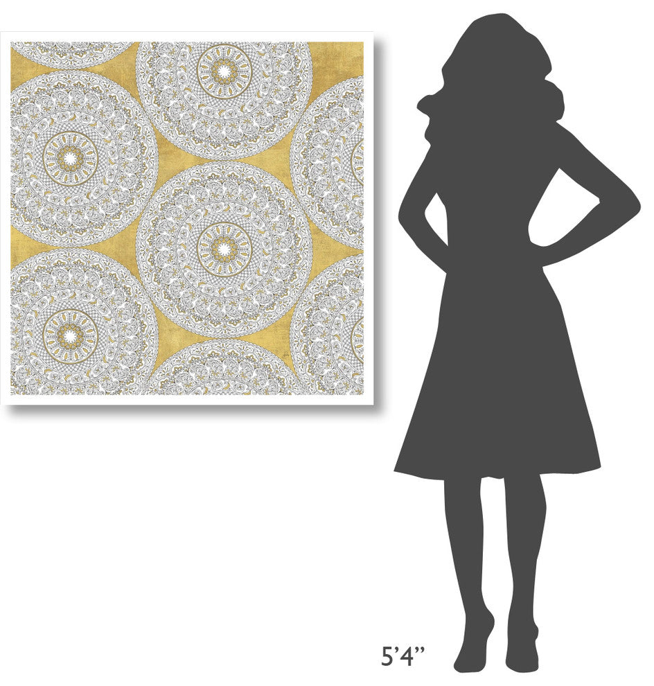 "Color my World Mandala Pattern Gold" Paper Print by Daphne Brissonnet, 38"x38"