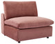 Commix Down Filled Overstuffed Performance Velvet Armless Chair Dusty Rose