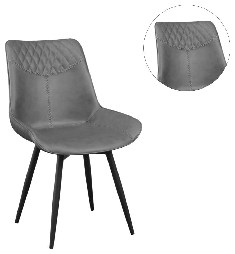 Set of 2 Dining Side Chairs, Gray and Black Finish