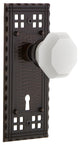 Craftsman Plate with Keyhole Passage Waldorf White Milk Glass Knob