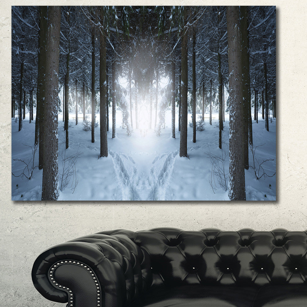 Winter Forest with Dark Woods, Large landscape Canvas Art Print, 60x40