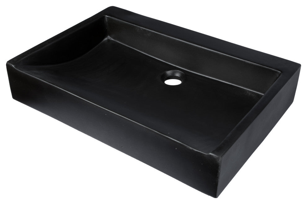 Eden Bath EB_N006CB Rectangular Sloped Concrete Vessel Sink - Charcoal