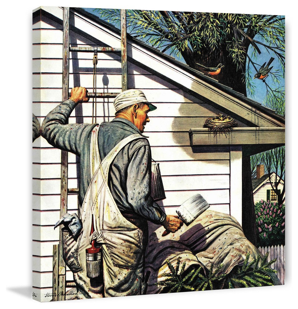 "House Painter and Bird's Nest" Print on Canvas by Stevan Dohanos