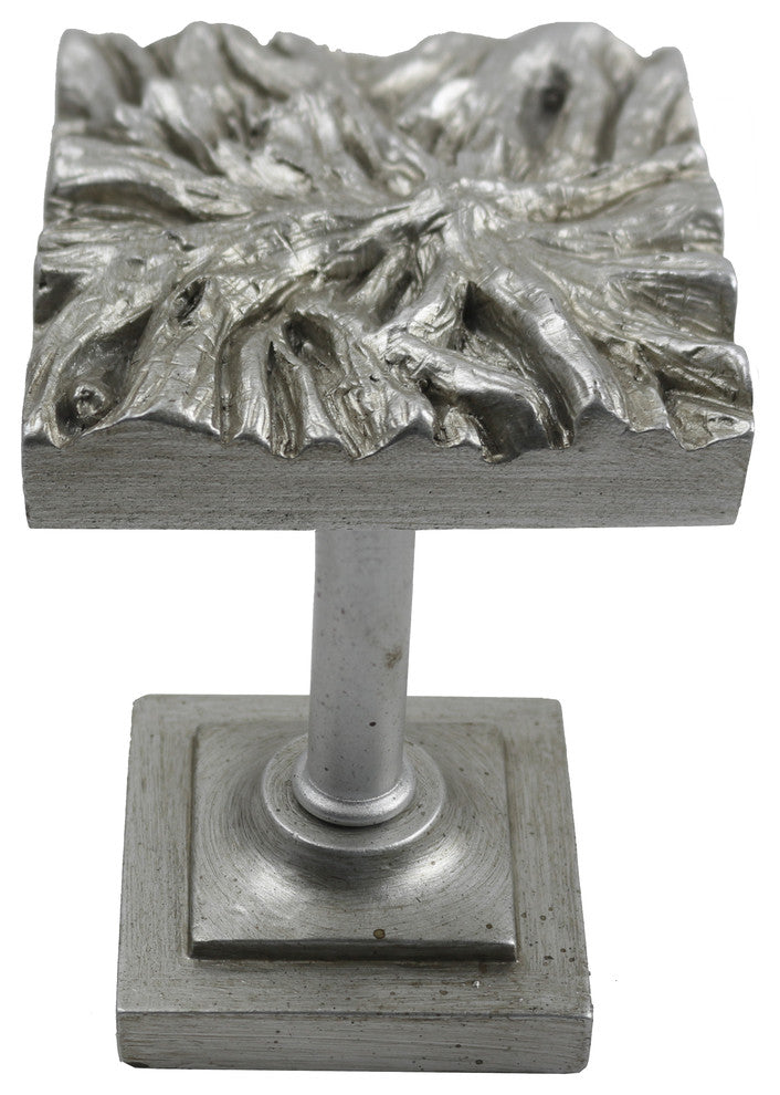 Root Medallion Drapery Holdback, Aged Silver