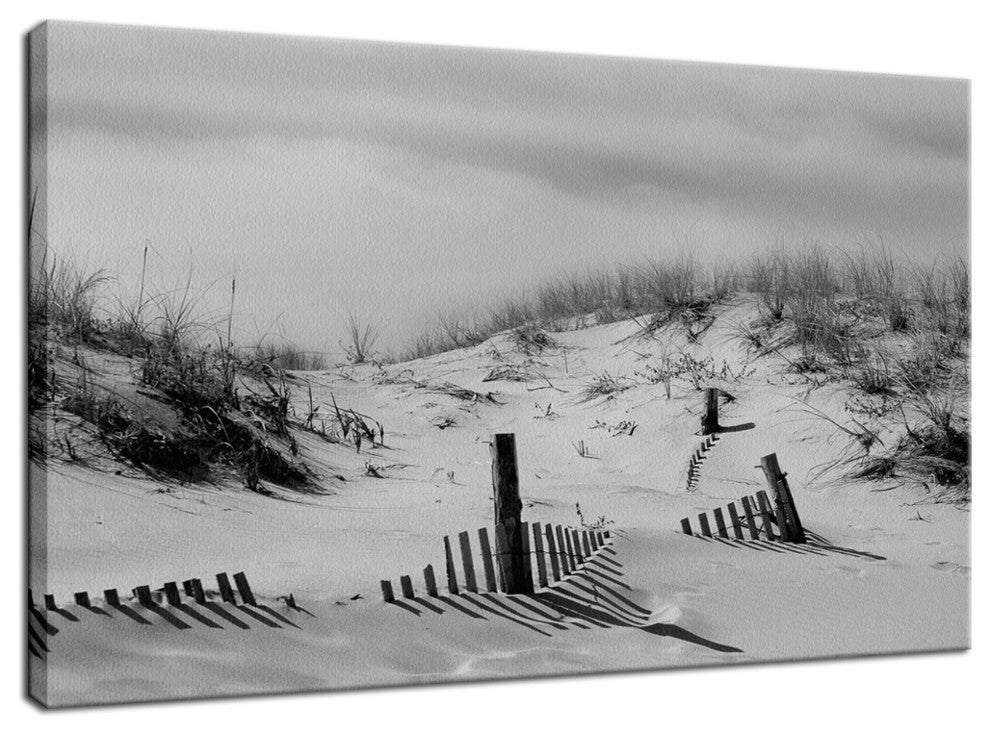 Buried Fences Coastal Landscape Photo Canvas Wall Art Print, 16" X 20"