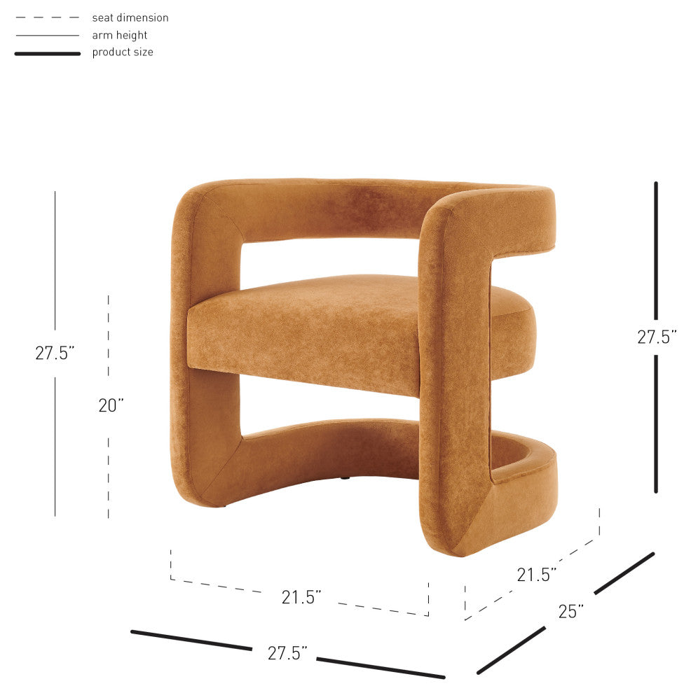 Althea Velvet Accent Arm Chair in Dainty Caramel