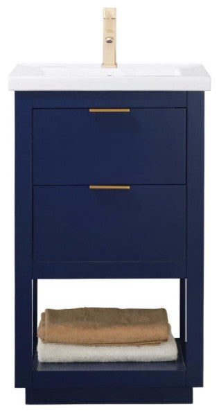 Design Element Klein 24" Modern Single Sink Vanity, Blue