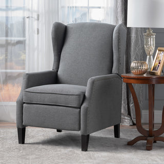 GDF Studio Weyland Contemporary Fabric Wingback Pushback Recliner, Charcoal