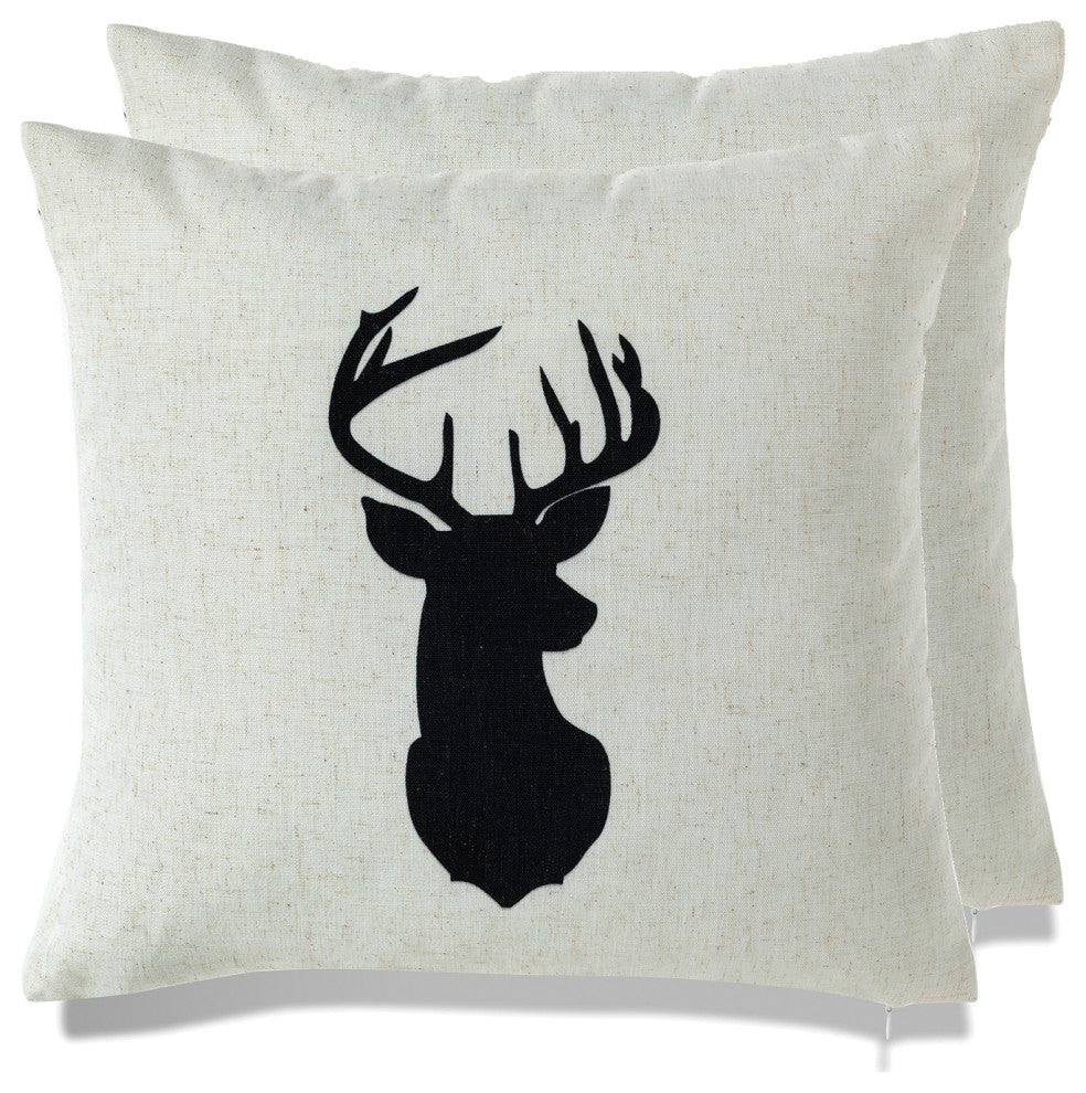 Cottage Icons Throw Pillow Set of 2, Reindeer