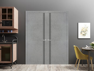 Solid French Double Doors 56 x 80 | Planum 0016 Concrete with