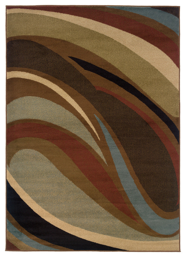 Oriental Weavers Hudson Collection Brown Abstract Indoor Area Rug 3'10"X5'5"