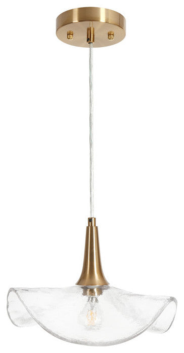 LNC Vitzthum 11" Wave Shaped Glass Pendant Light, Brass, Modern Style