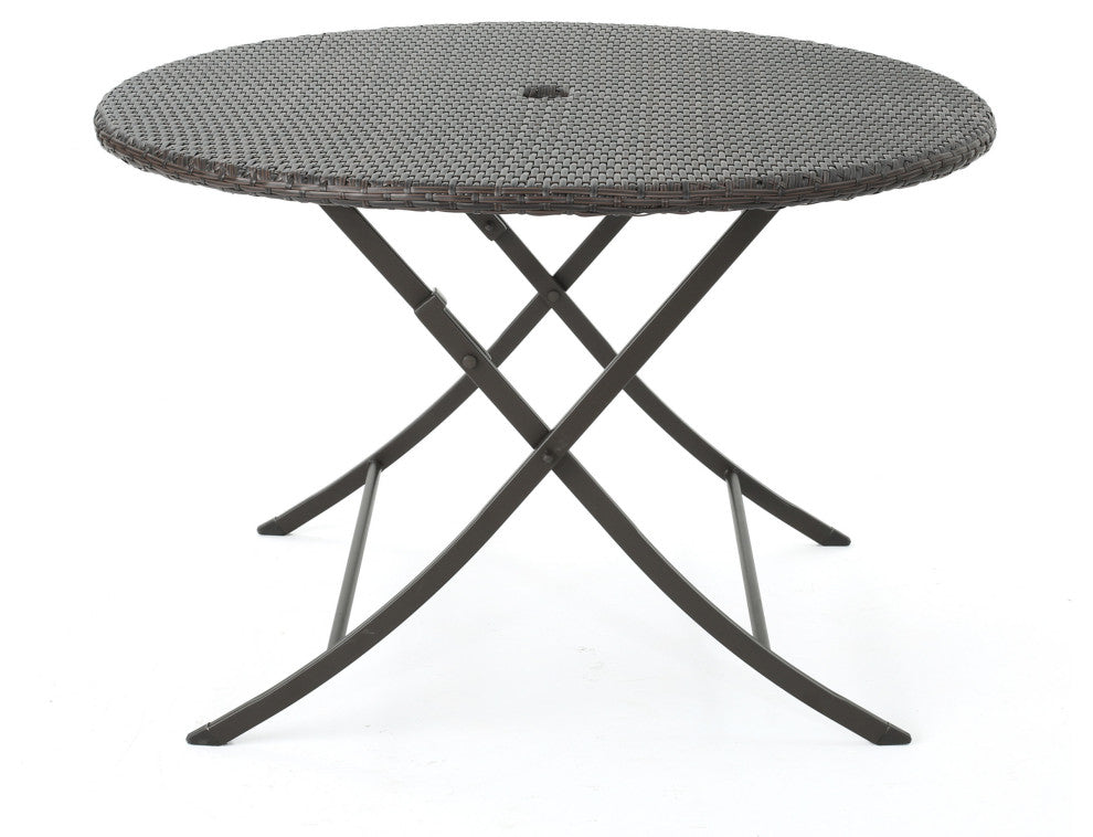 GDF Studio 5-Piece Knightley Outdoor Multi-Brown Wicker Dining Set