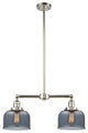 Large Bell 2-Light Chandelier, Polished Nickel, Glass: Plated Smoked