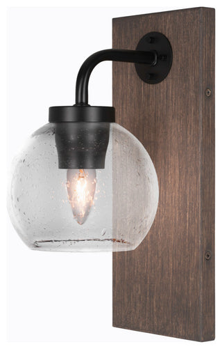 Oxbridge Wall Sconce, MatteBlack & Painted Distressed Metal, 5.75" Clear Bubble