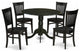 5Pc Dinette Set 4 Chair, Wooden Seat, Slatted Chair Back Drop Leaves Table Black