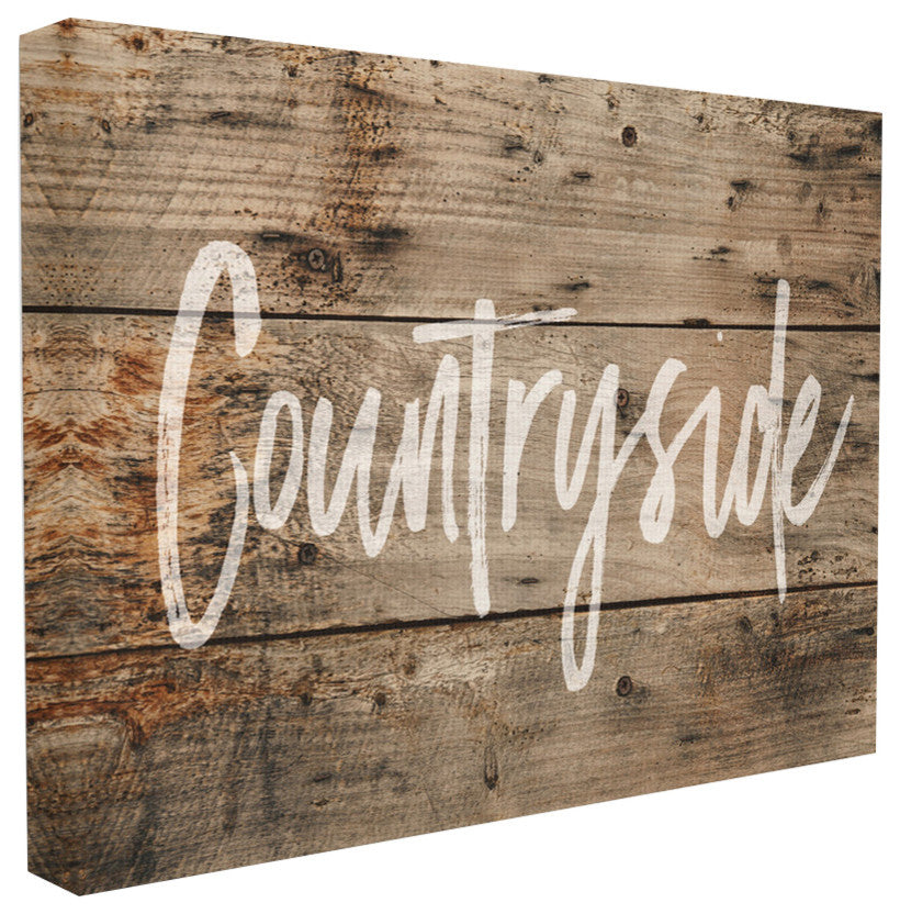 Countryside Distressed Plank Wood Look, 30"x40", Stretched Canvas Wall Art