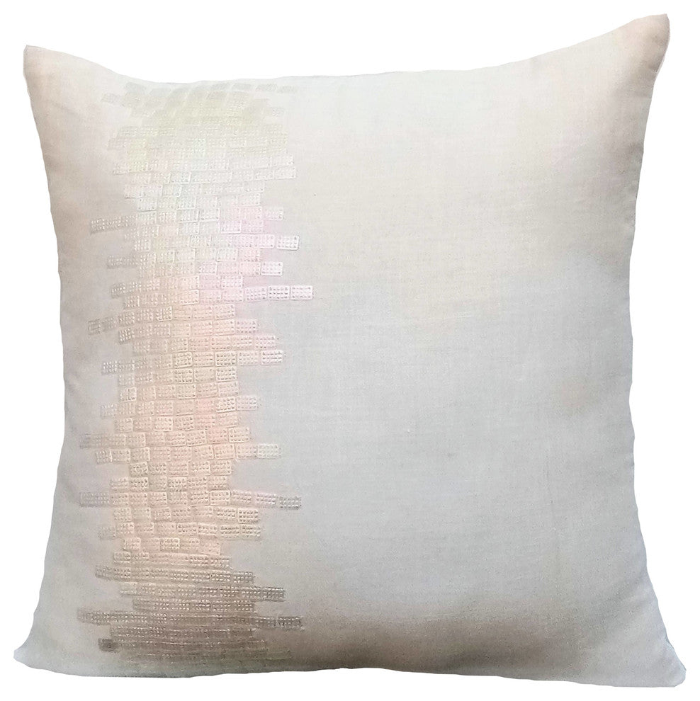 Ivory Decorative Pillow Covers 14"x14" Cotton, Rainbow Streaks