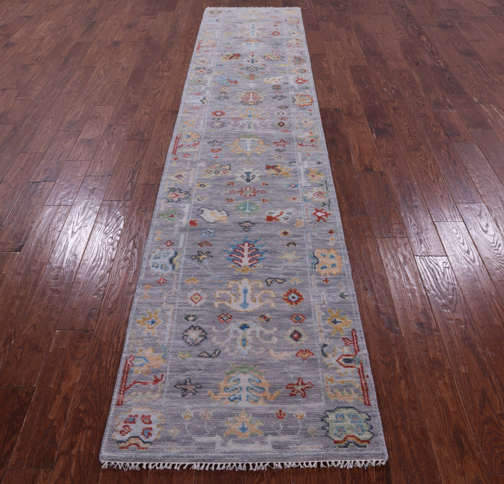 2' 7" X 12' 1" Runner Handmade Turkish Oushak Rug - Q13456