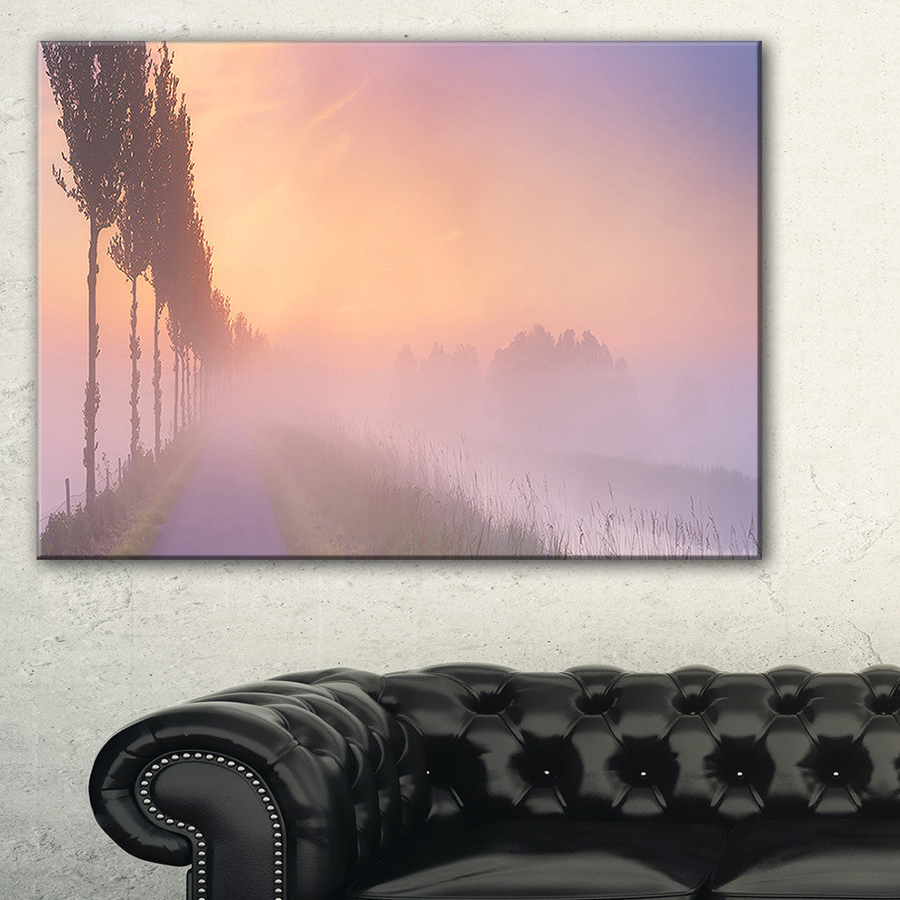 "Foggy Sunrise in The Netherlands" Wall Art Landscape, 32"x16"