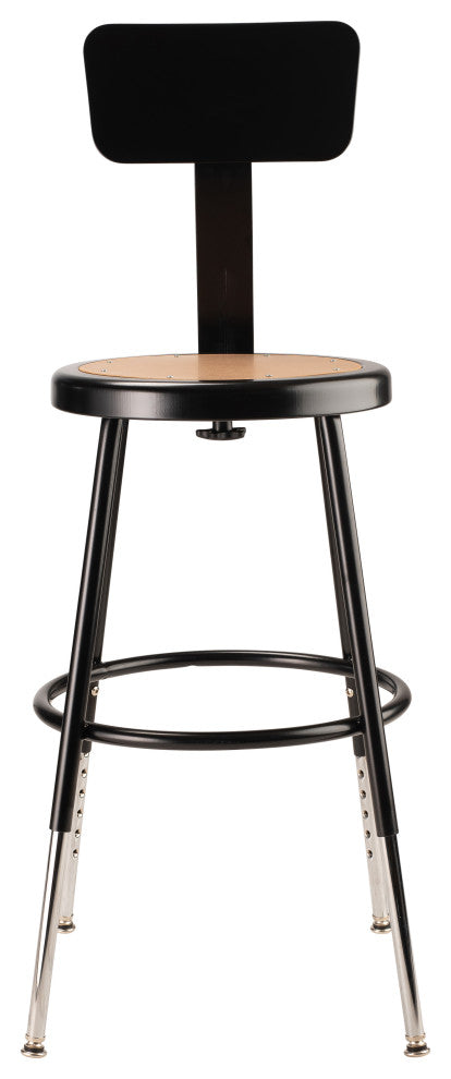 NPS 19"-27" Height Adjustable Heavy Duty Steel Stool With Backrest, Black