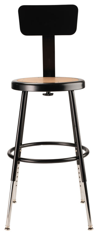 NPS 19"-27" Height Adjustable Heavy Duty Steel Stool With Backrest, Black