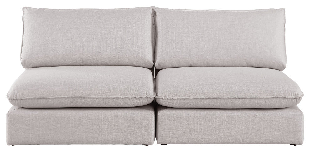 Mackenzie Linen Textured Fabric Upholstered 2-Piece Modular Sofa, Beige