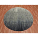 Blue/Gray Densely Woven Hand Knotted Modern Ombre Wool Round Rug, 6'0"x6'0"