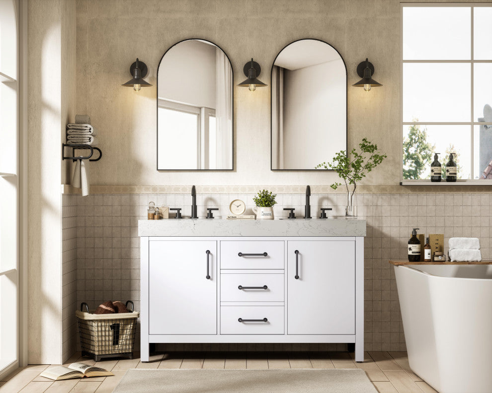 Home Living 54" Double Bathroom Vanity, White