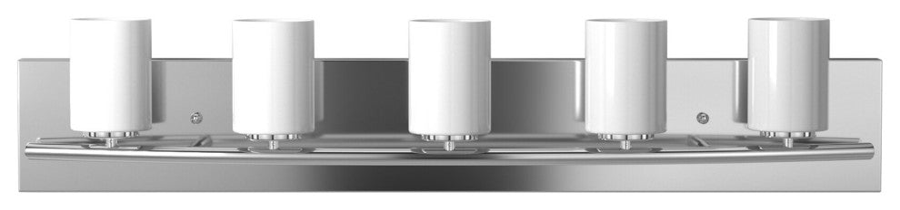 5x40W Bath Vanity Light With Chrome Finish and White Glass