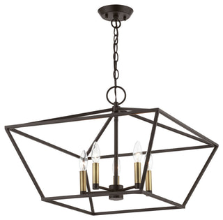 Devone 5 Light Bronze With Antique Brass Accents Chandelier