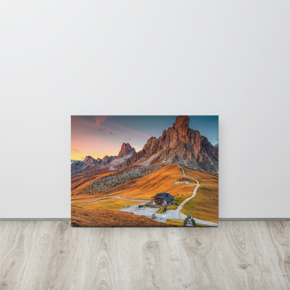 Sunset and Alpine Mountain Pass Landscape Photo Canvas Wall Art Print, 18" X 24"
