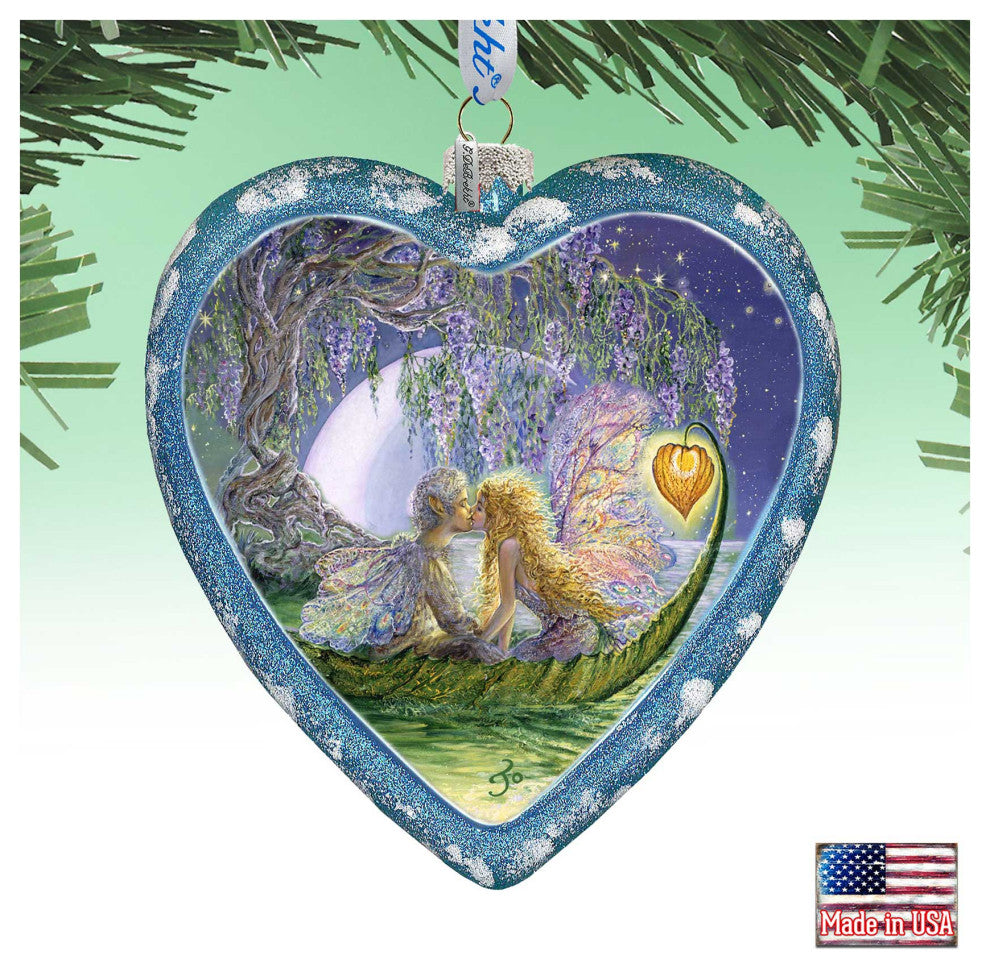 Wisteria Moon Heart Glass Ornament Limited Edition