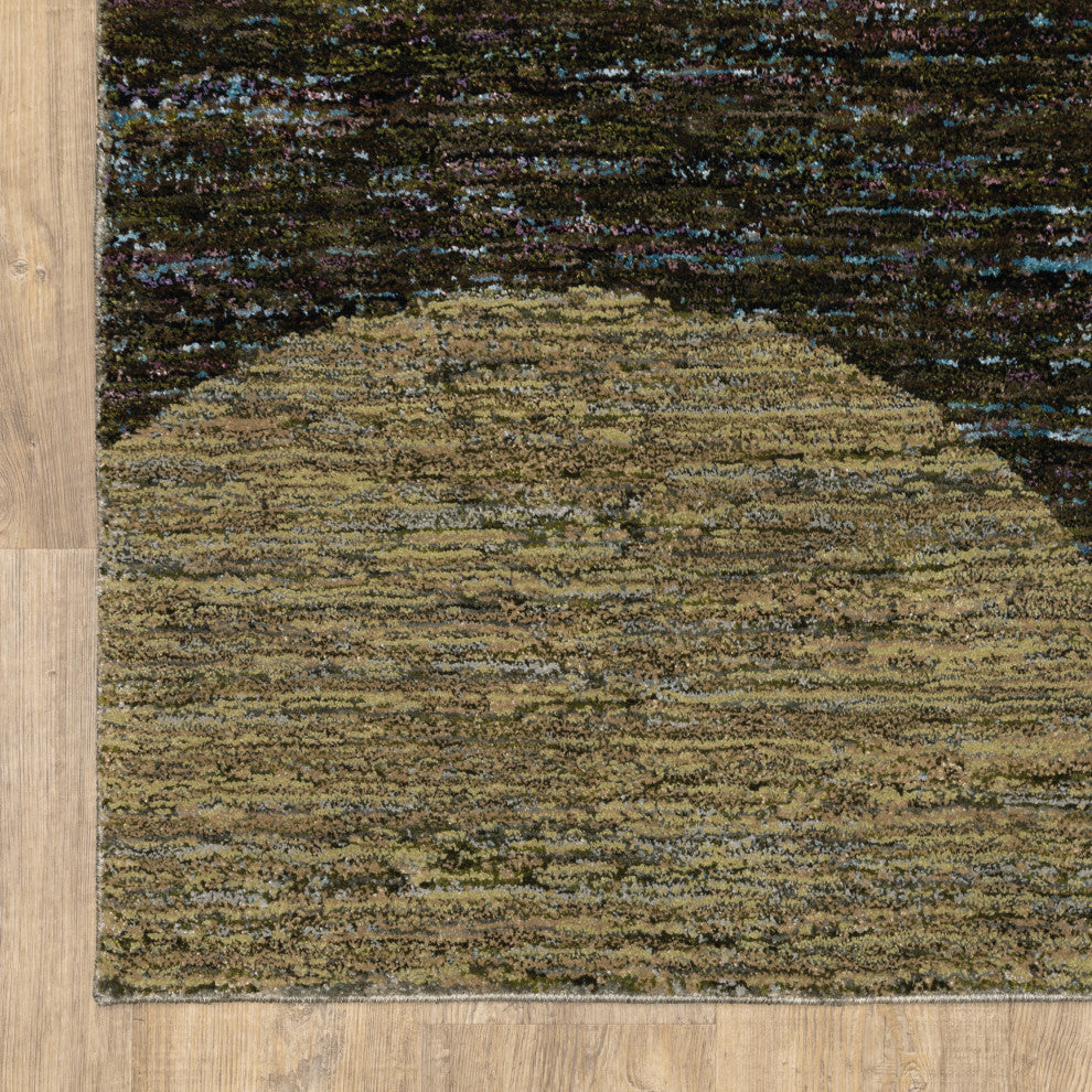 Sadie Geometric Power-Loomed Area Rug, Gold/Green, 10'x13'2"