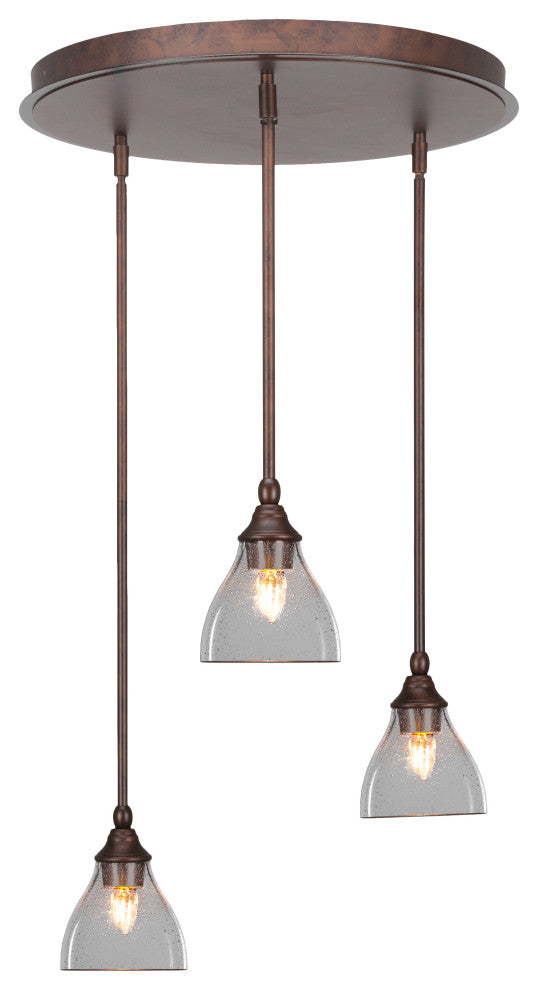 Empire 3-Light Cluster Pendalier, Bronze/Clear Bubble