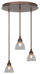 Empire 3-Light Cluster Pendalier, Bronze/Clear Bubble