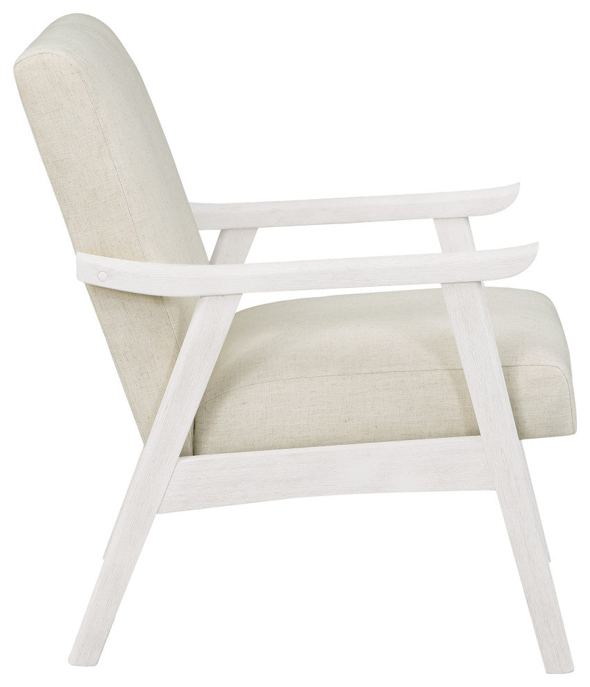 Weldon Armchair, Linen Fabric With Antique White Finished Frame