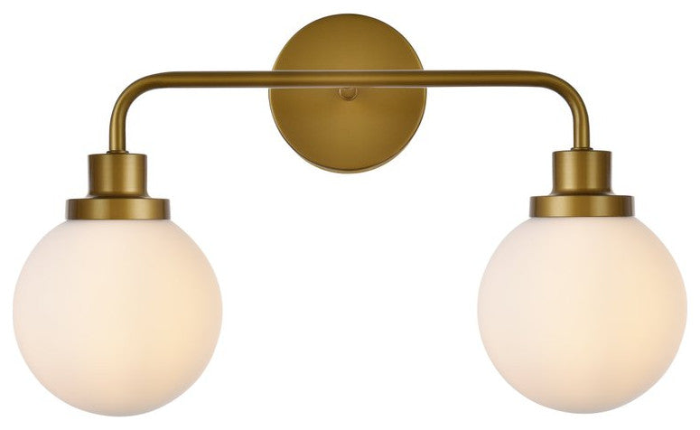 Helen 2-Light Bath Sconce, Brass With Frosted Shade