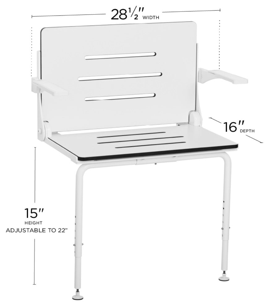 Seachrome Comfort Plus Shower Seat, White Frame and Pads